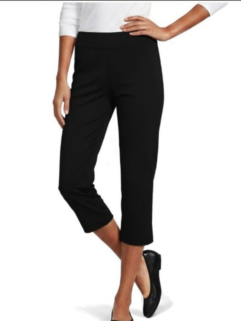 Lands' End Women's Black Stretch Capri Pant Bundle Of 2